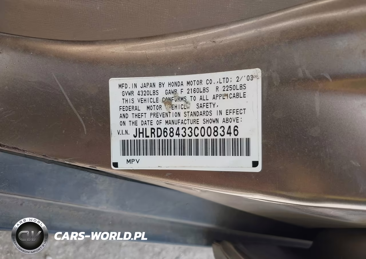 2003 Honda Cr-V Lx VIN:JHLRD68433C008346 - 9