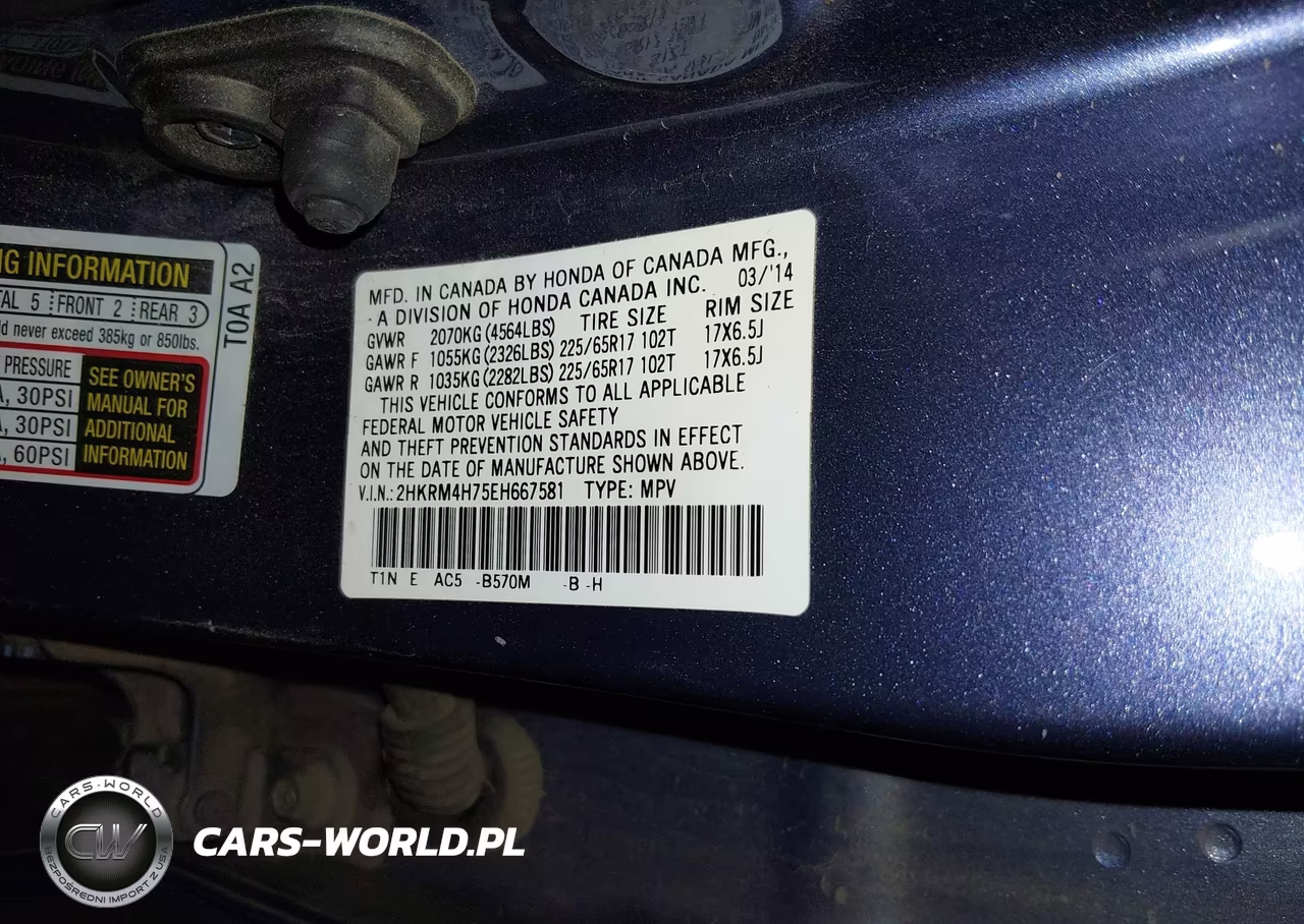 2014 Honda Cr-V Ex-L VIN:2HKRM4H75EH667581 - 9