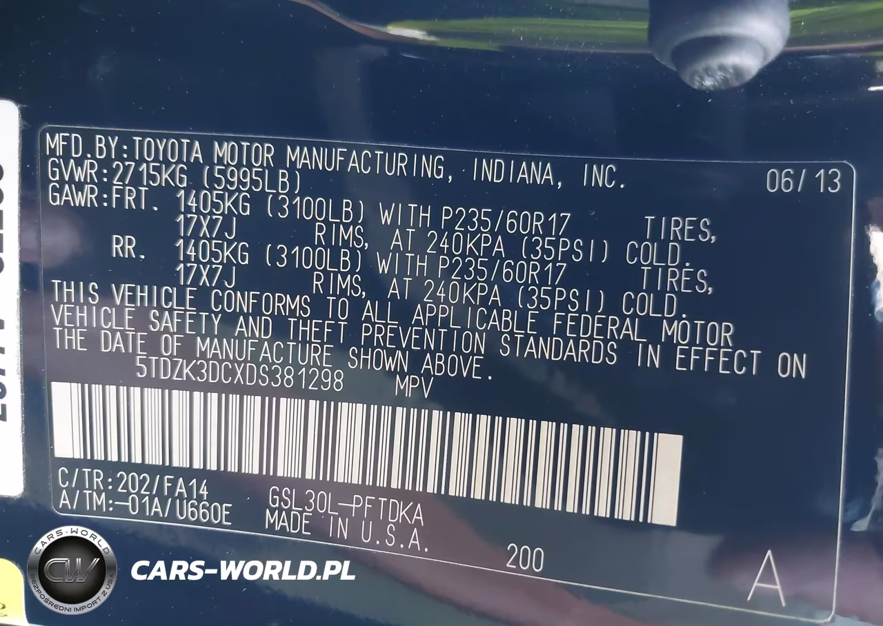 2013 Toyota Sienna L V6 7 Passenger VIN:5TDZK3DCXDS381298 - 9