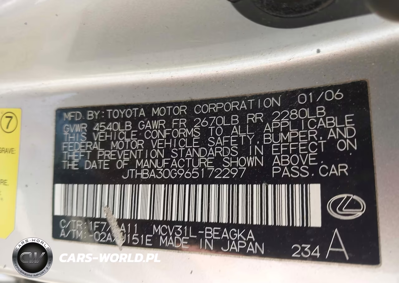 2006 Lexus Es 330 VIN:JTHBA30G965172297 - 9