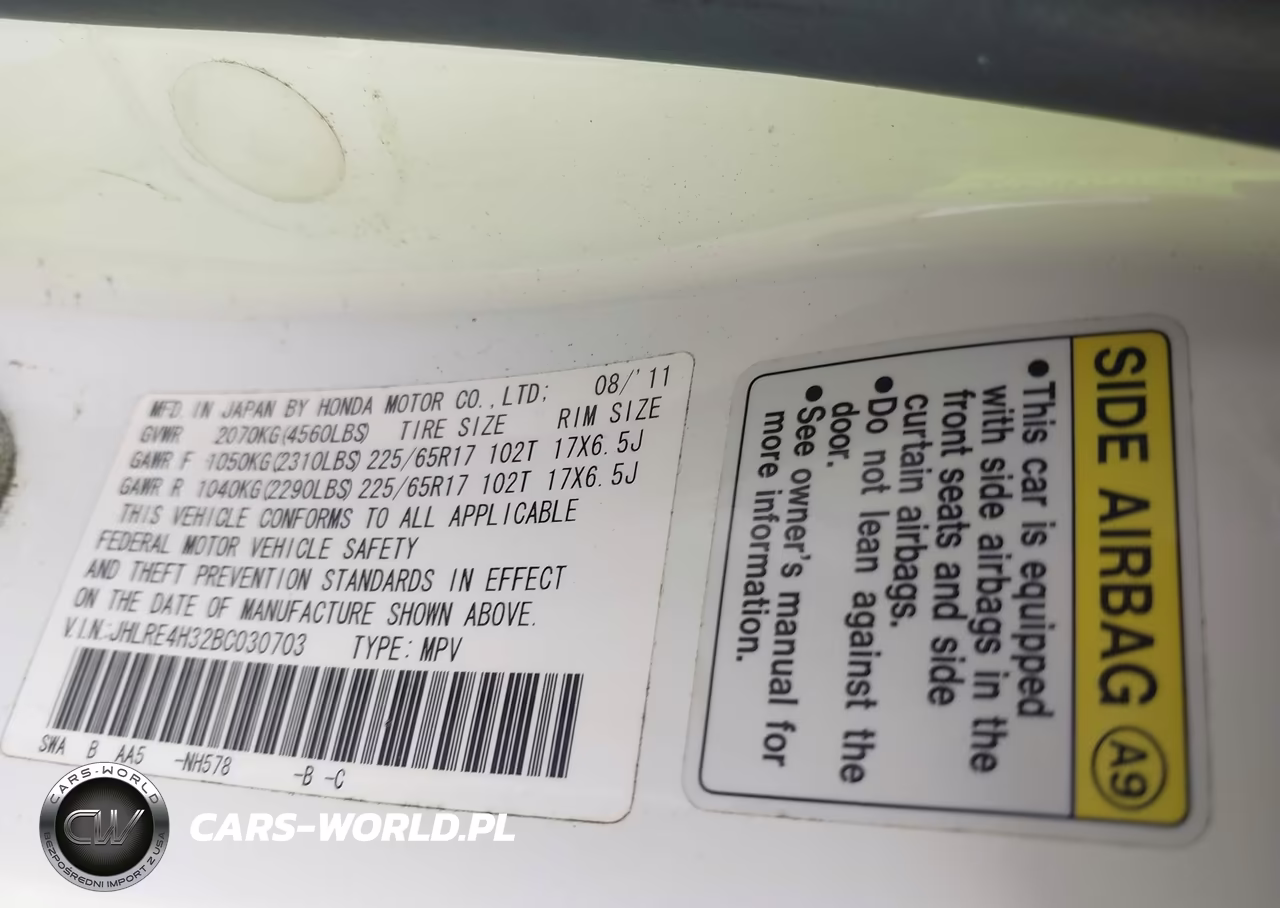 2011 Honda Cr-V Lx VIN:JHLRE4H32BC030703 - 9