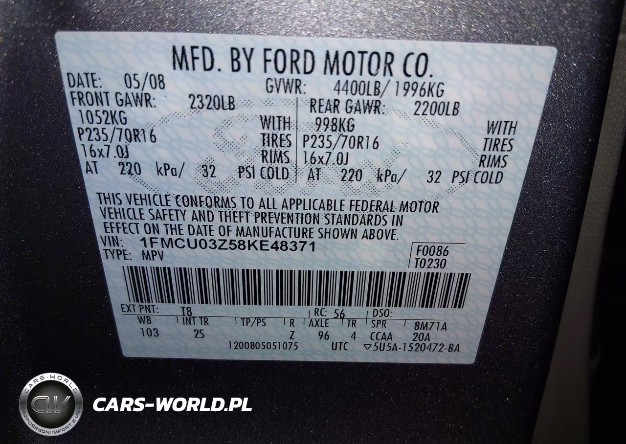 2008 Ford Escape Xlt VIN:1FMCU03Z58KE48371 - 9