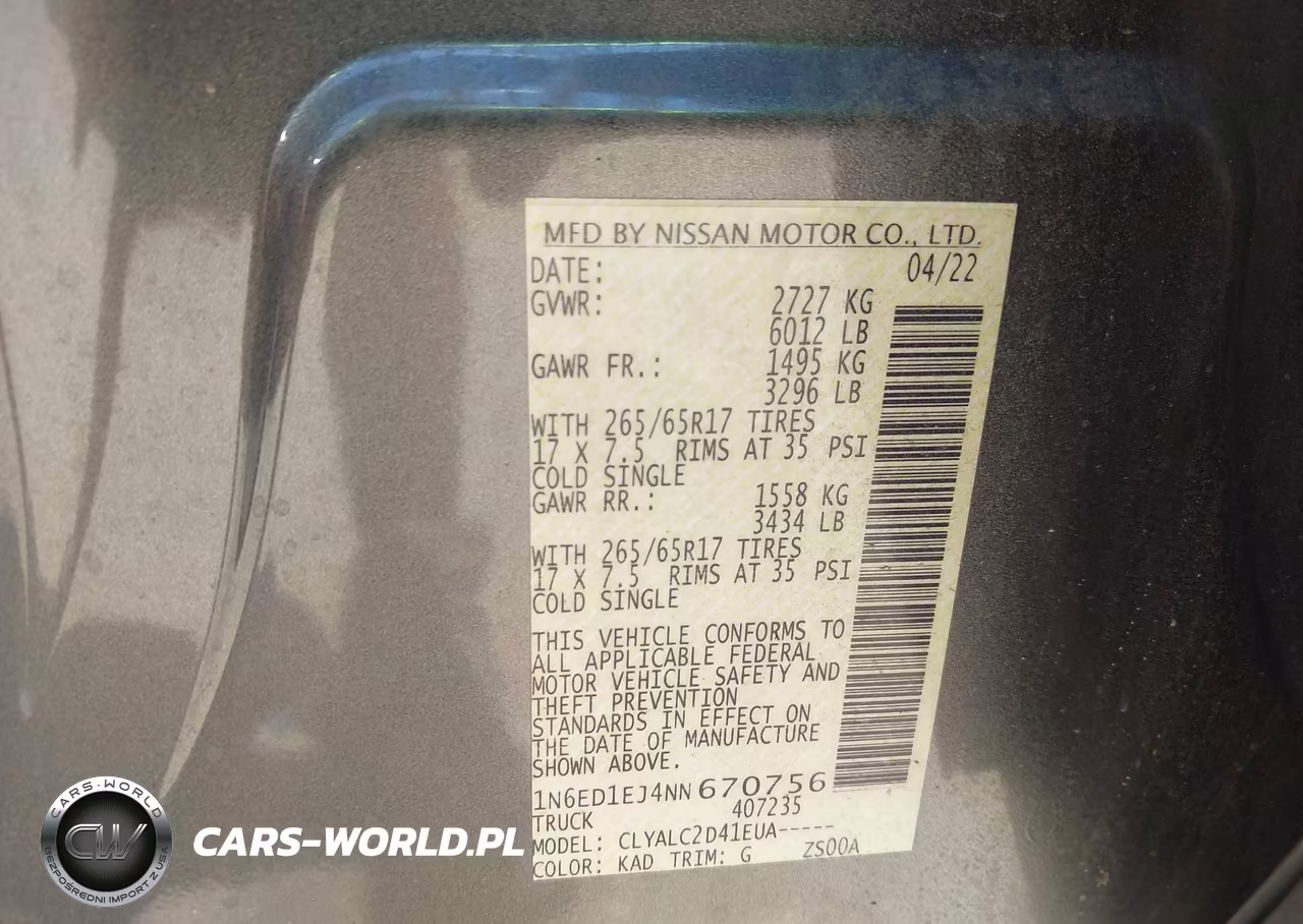 2022 Nissan Frontier Sv 4X2 VIN:1N6ED1EJ4NN670756 - 9