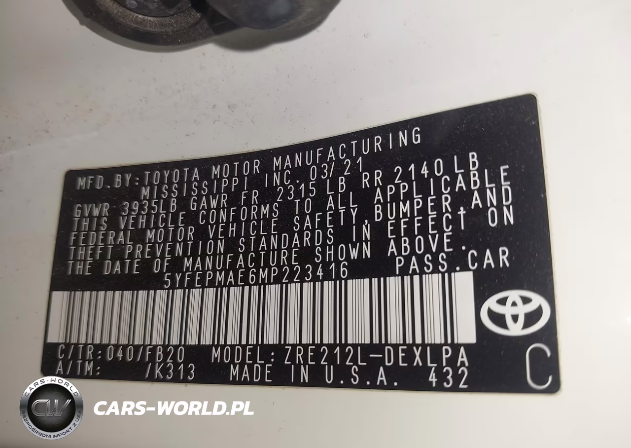 2021 Toyota Corolla Le VIN:5YFEPMAE6MP223416 - 9