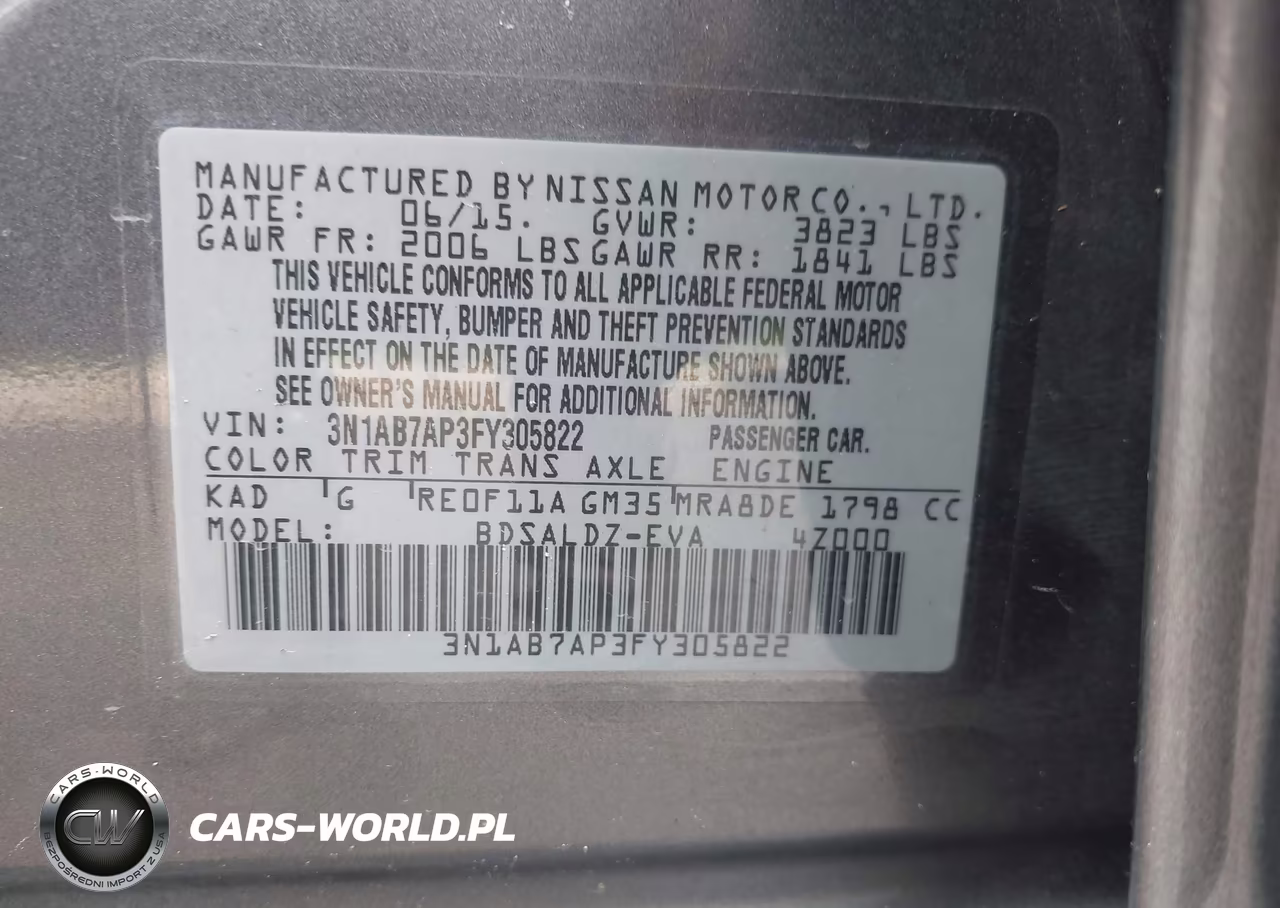 2015 Nissan Sentra Sv VIN:3N1AB7AP3FY305822 - 9