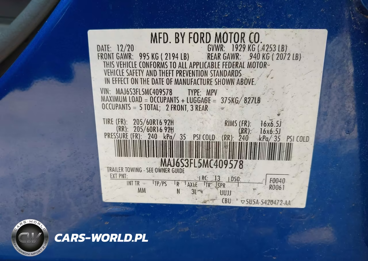 2021 Ford Ecosport S VIN:MAJ6S3FL5MC409578 - 9