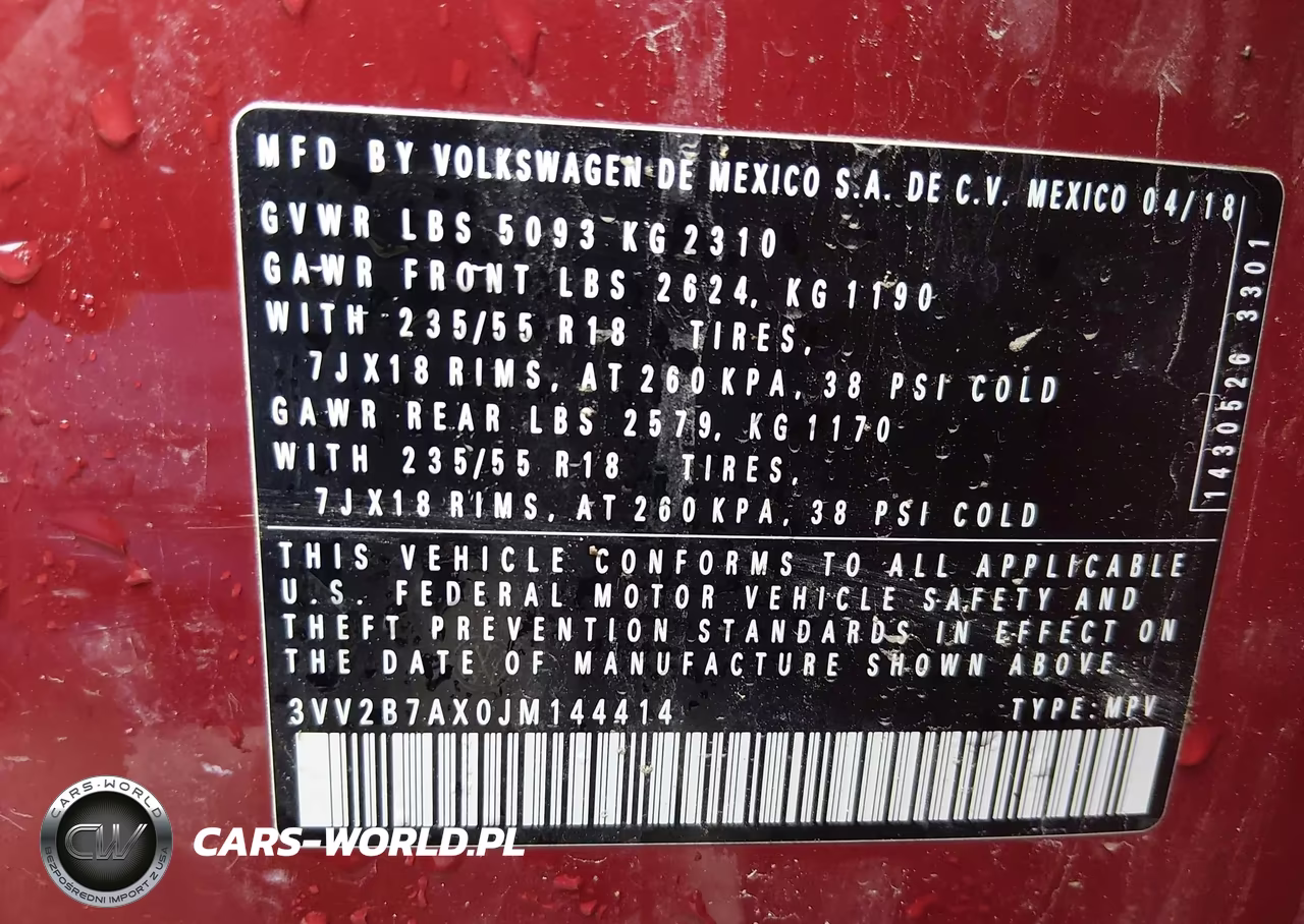 2018 Volkswagen Tiguan 2.0T Se-2.0T Sel VIN:3VV2B7AX0JM144414 - 9