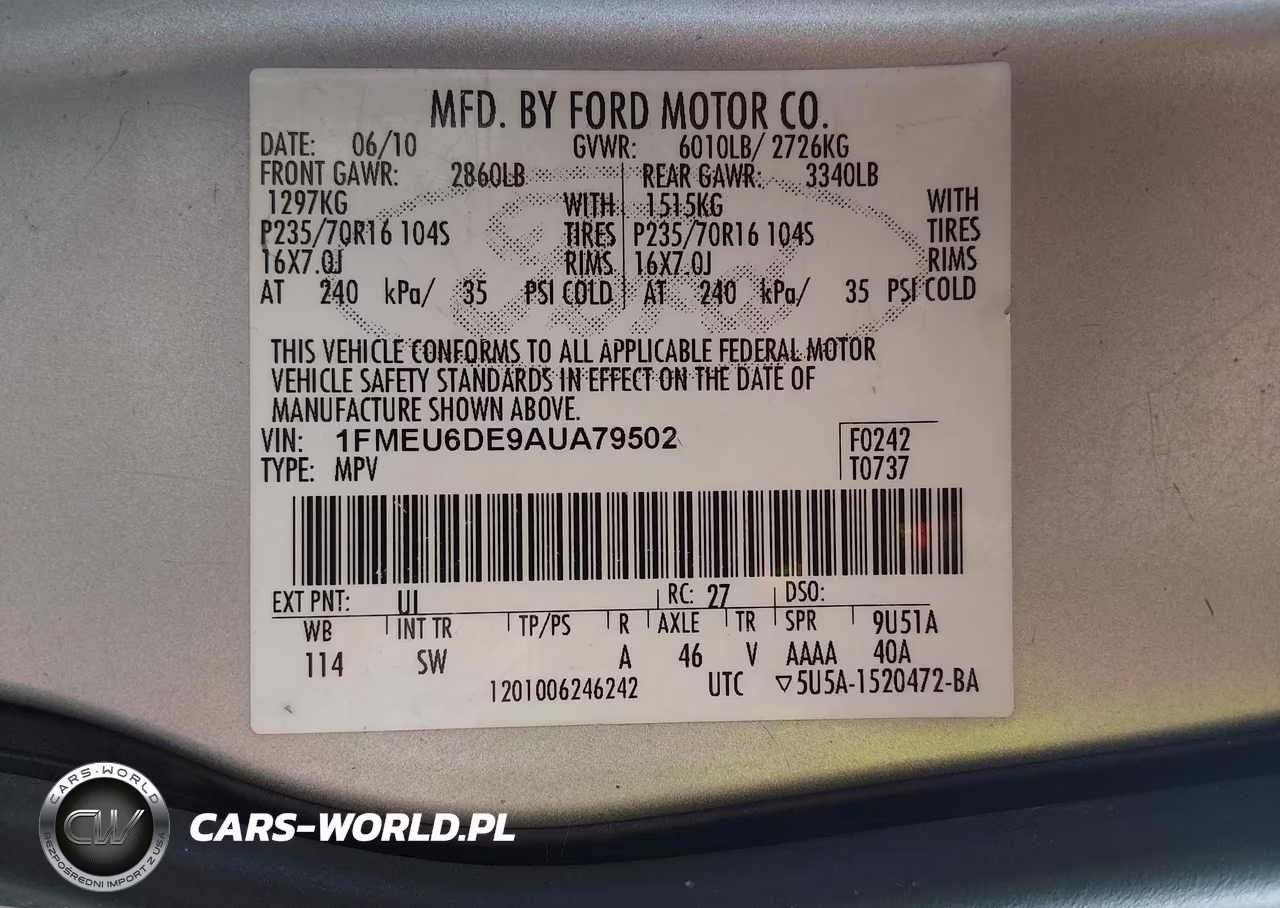 2010 Ford Explorer Xlt VIN:1FMEU6DE9AUA79502 - 9