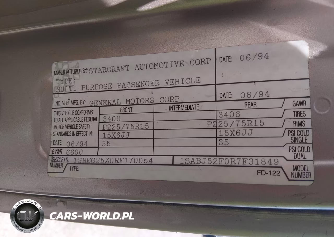 1994 Chevrolet G20 VIN:1GBEG25Z0RF170054 - 9