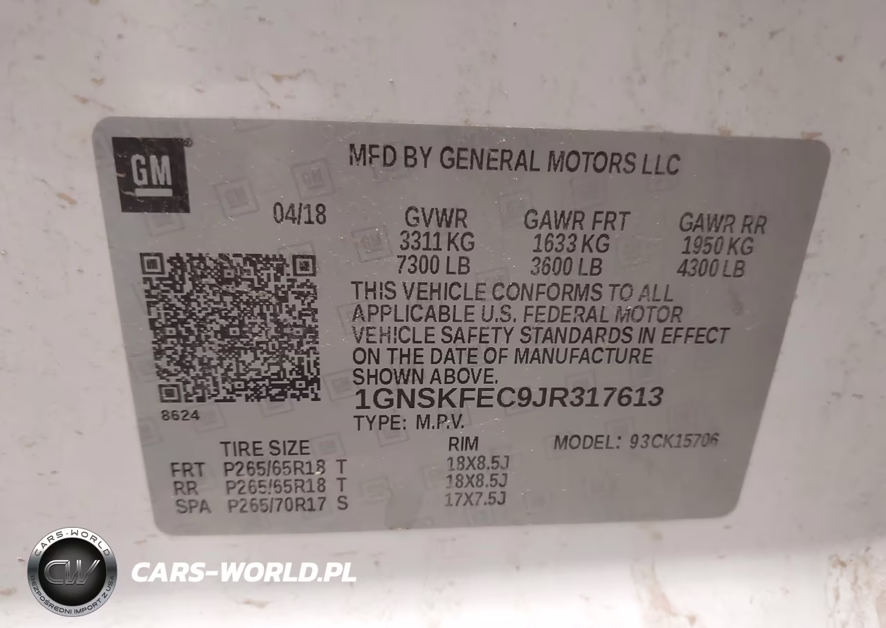2018 Chevrolet Tahoe Commercial Fleet VIN:1GNSKFEC9JR317613 - 9
