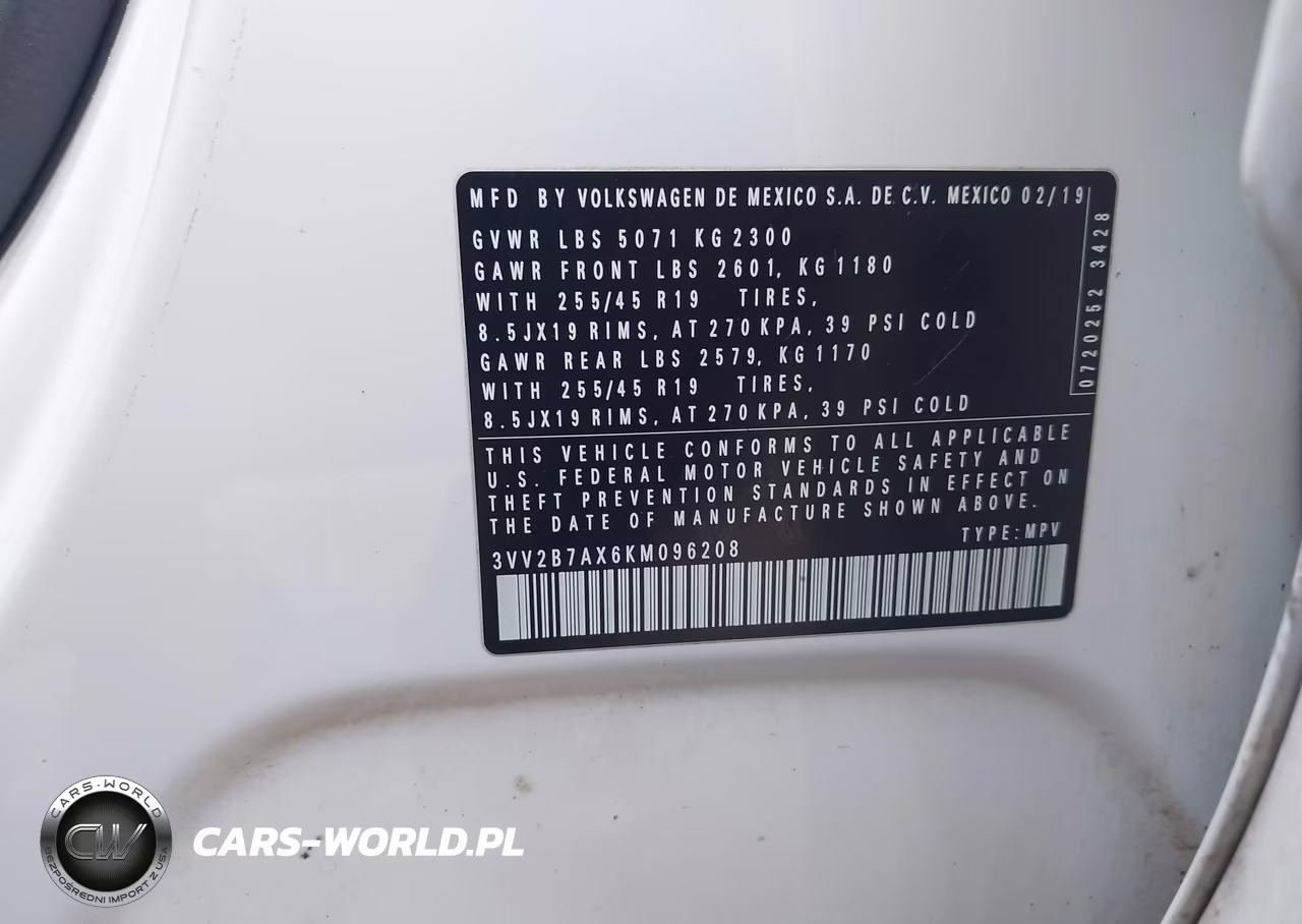 2019 Volkswagen Tiguan 2.0T Se-2.0T Sel-2.0T Sel R-Line-2.0T Sel R-Line Black VIN:3VV2B7AX6KM096208 - 9