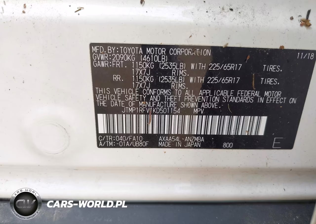 2019 Toyota Rav4 Xle VIN:JTMP1RFV1KD501154 - 9