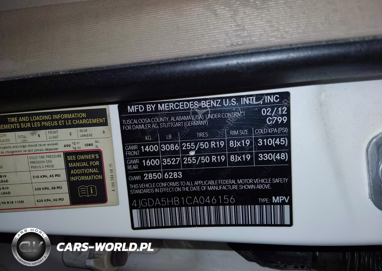 2012 Mercedes-Benz Ml 350 4Matic VIN:4JGDA5HB1CA046156 - 9