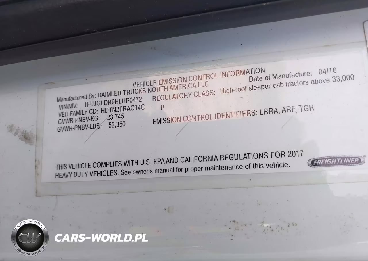 2017 Freightliner Cascadia 125 VIN:1FUJGLDR9HLHP0472 - 9