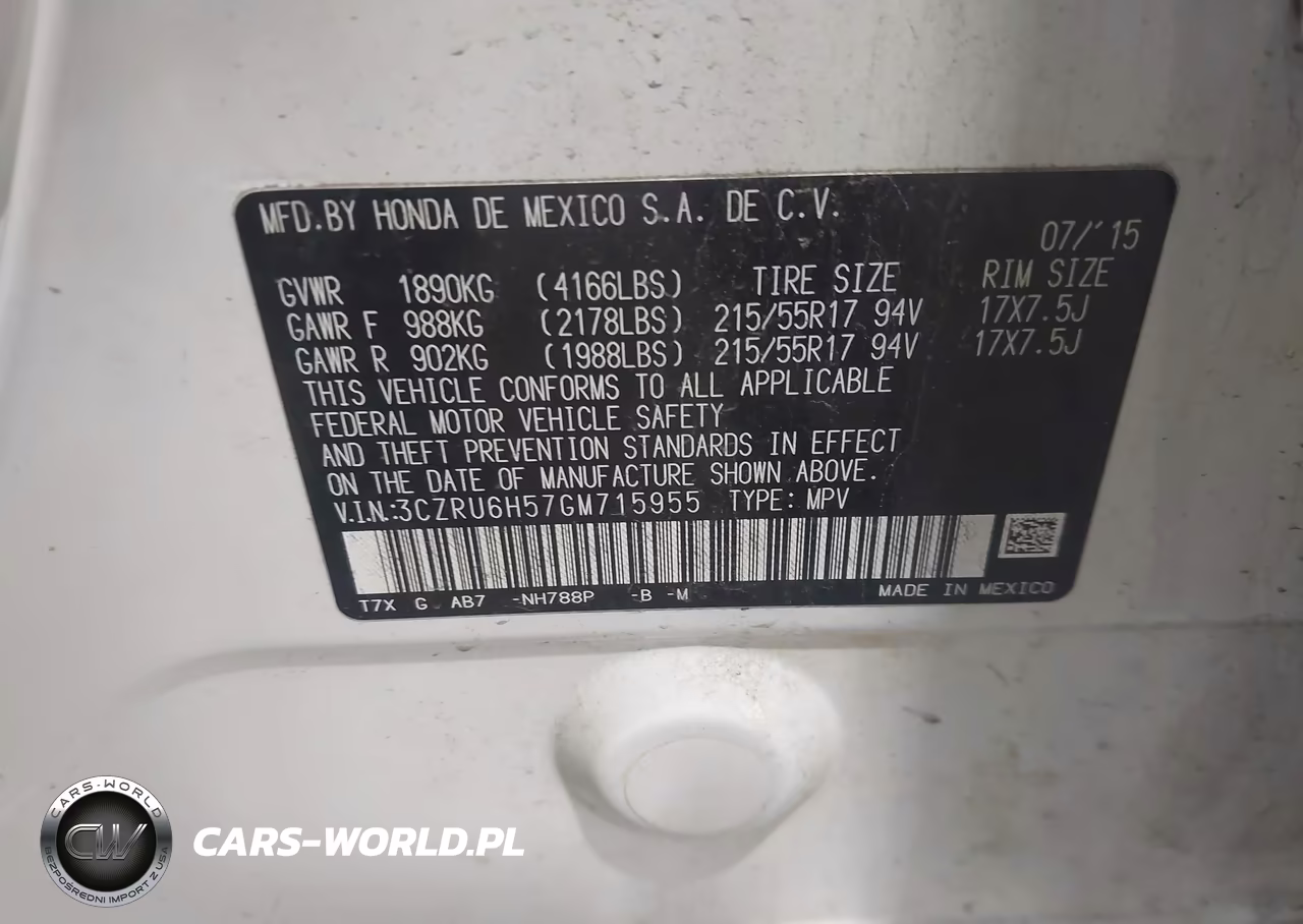 2016 Honda Hr-V Ex VIN:3CZRU6H57GM715955 - 9