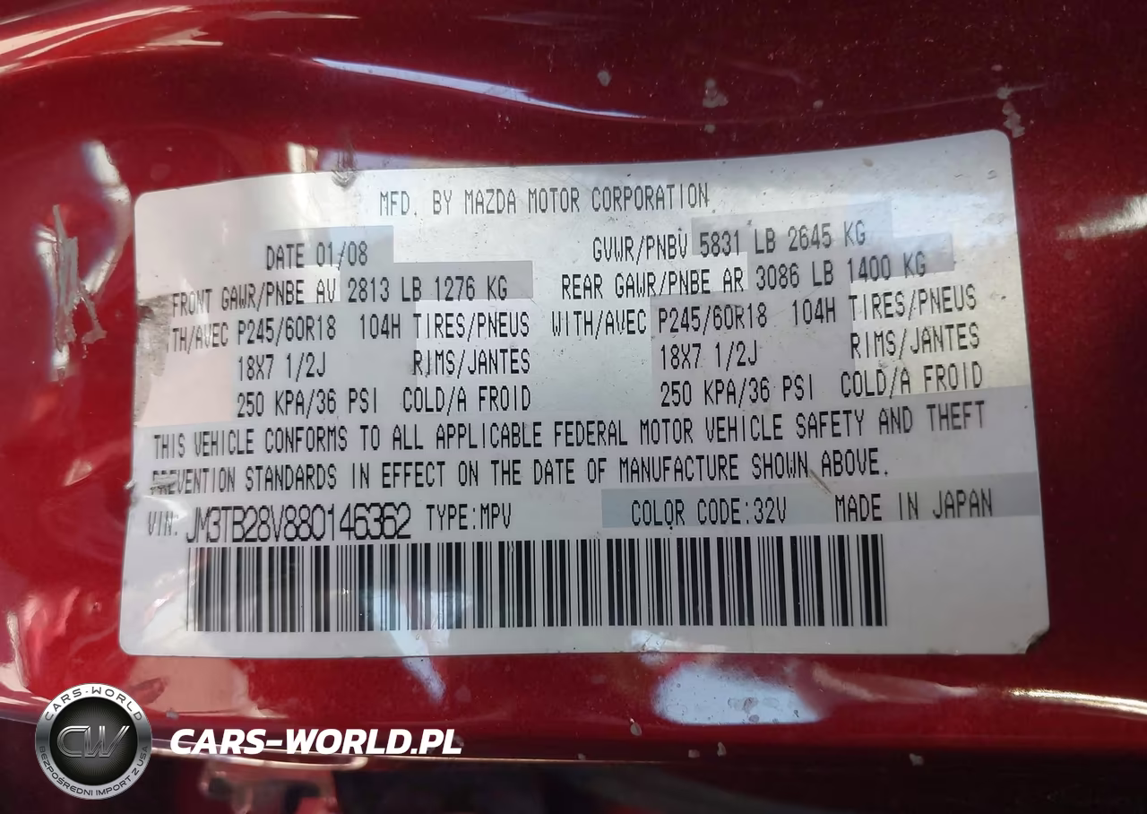 2008 Mazda Cx-9 Touring VIN:JM3TB28V880146362 - 9