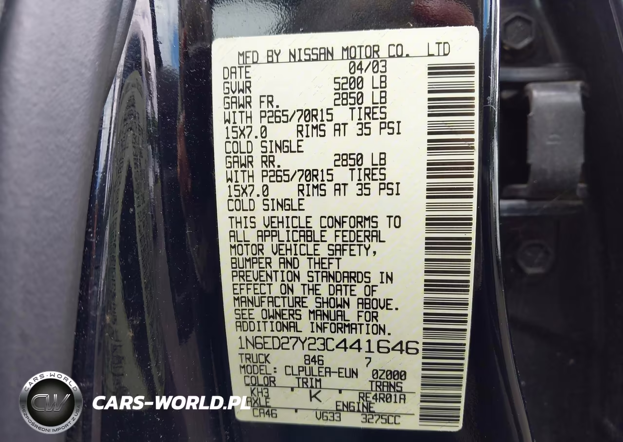 2003 Nissan Frontier Xe-V6 VIN:1N6ED27Y23C441646 - 9
