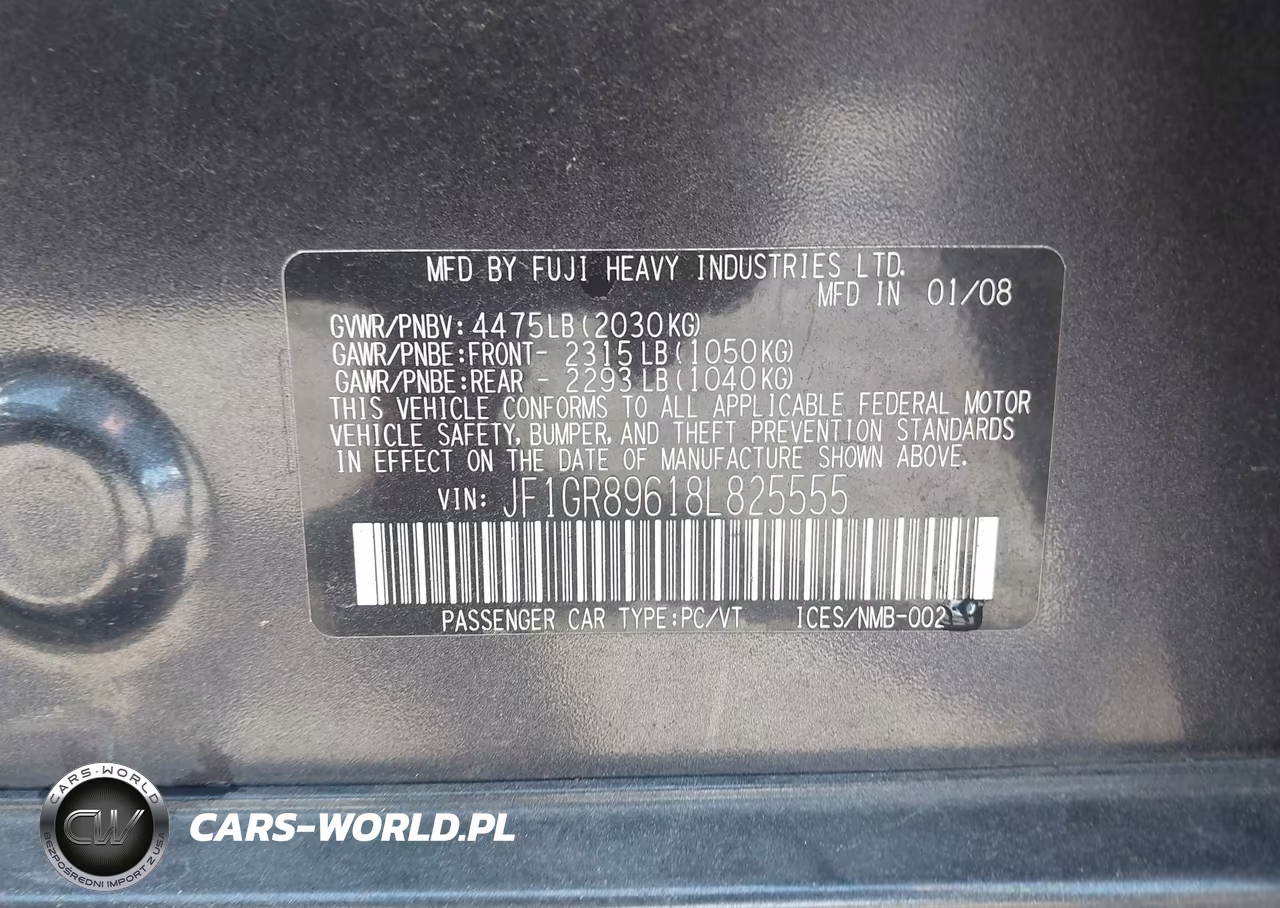 2008 Subaru Impreza Wrx Sti VIN:JF1GR89618L825555 - 9