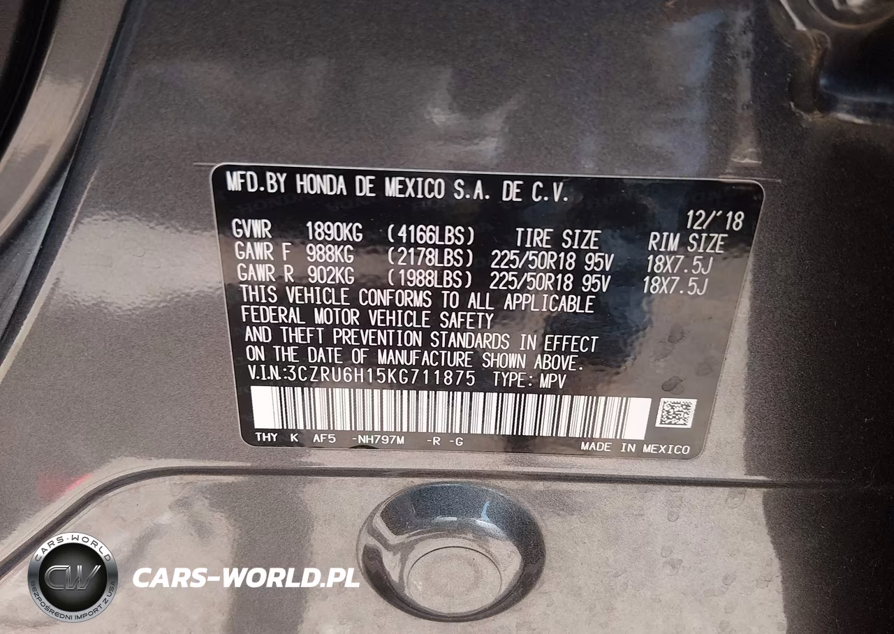 2019 Honda Hr-V Sport VIN:3CZRU6H15KG711875 - 9
