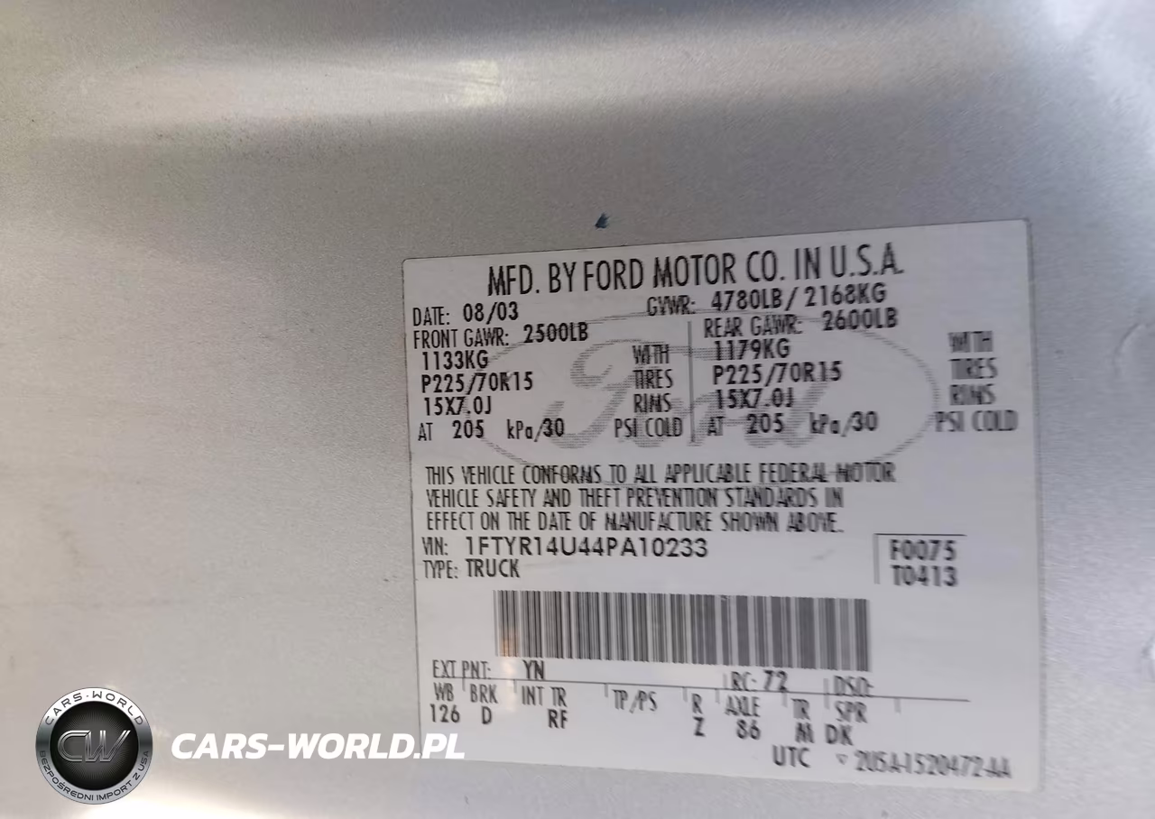 2004 Ford Ranger Edge-Tremor-Xl-Xlt VIN:1FTYR14U44PA10233 - 9