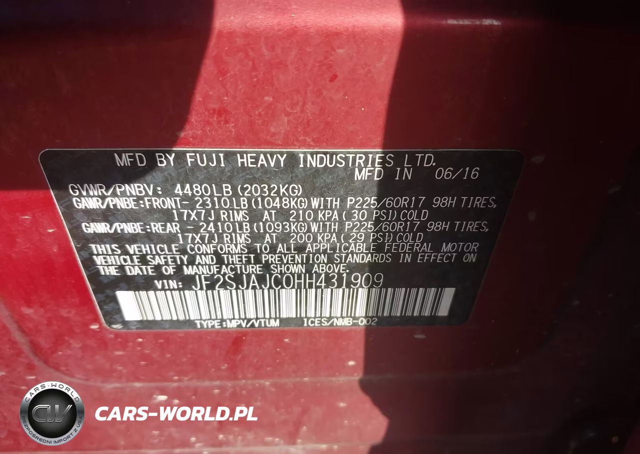 2017 Subaru Forester 2.5I Limited VIN:JF2SJAJC0HH431909 - 9