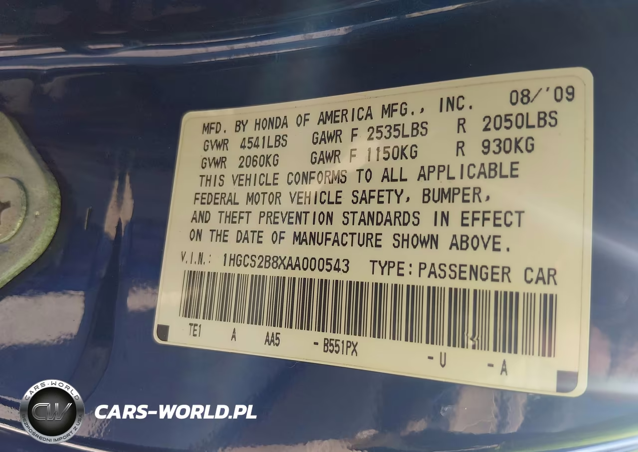 2010 Honda Accord 3.5 Ex-L VIN:1HGCS2B8XAA000543 - 9