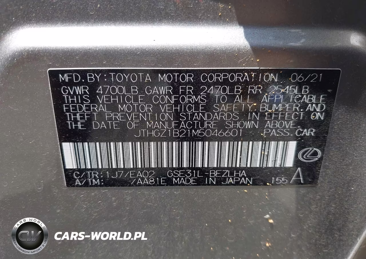 2021 Lexus Is 350 F Sport VIN:JTHGZ1B21M5046601 - 9