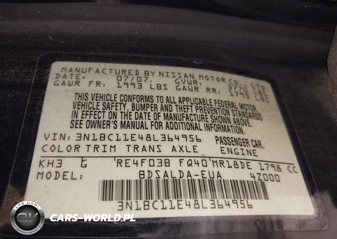 2008 Nissan Versa 1.8 S VIN:3N1BC11E48L364956 - 9