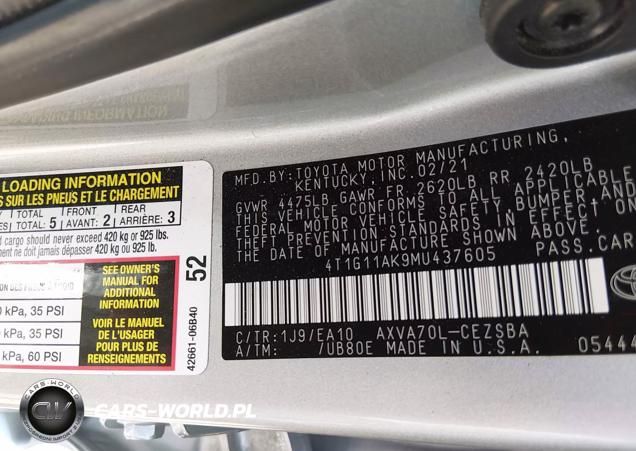 2021 Toyota Camry Se VIN:4T1G11AK9MU437605 - 9