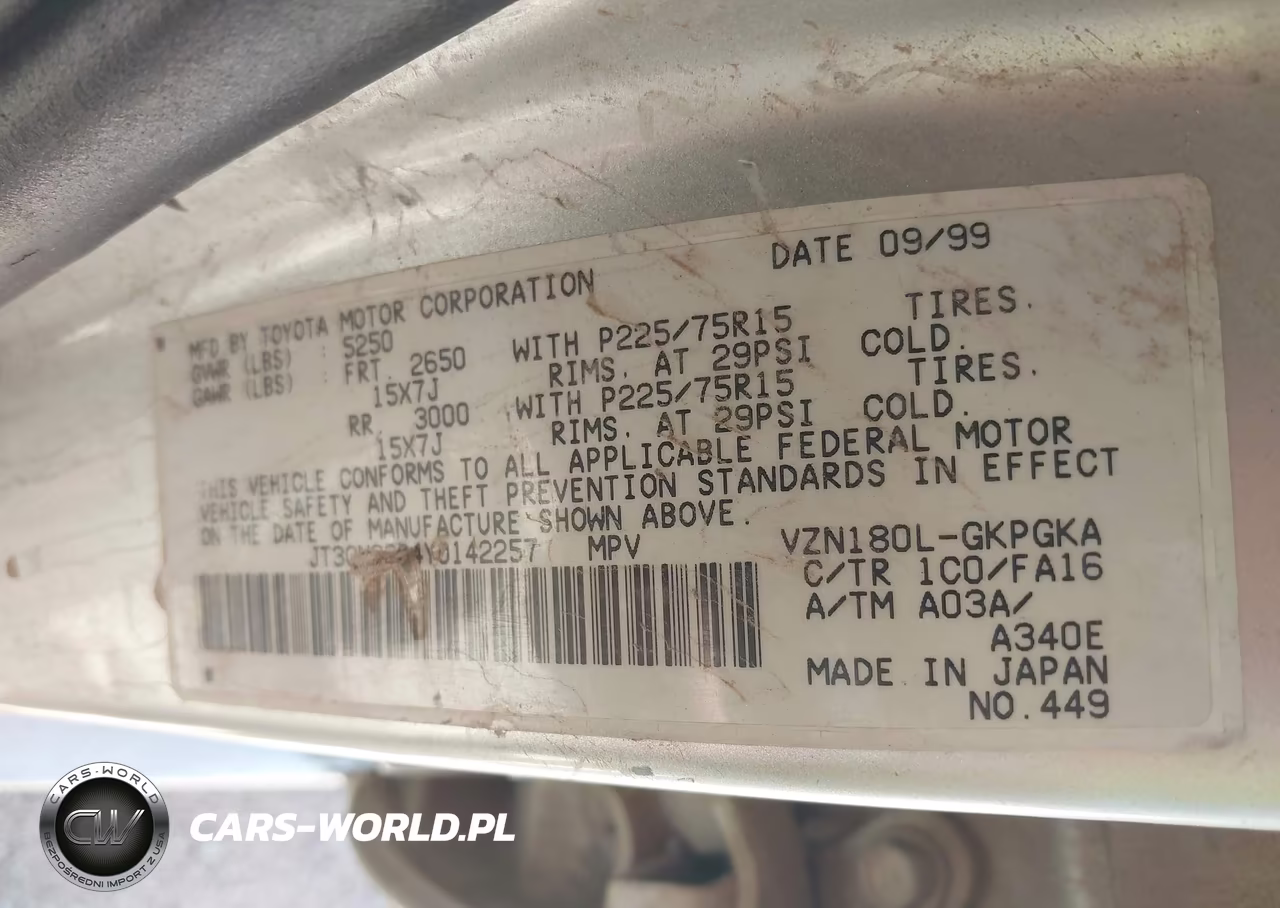 2000 Toyota 4Runner Sr5 V6 VIN:JT3GN86R4Y0142257 - 9