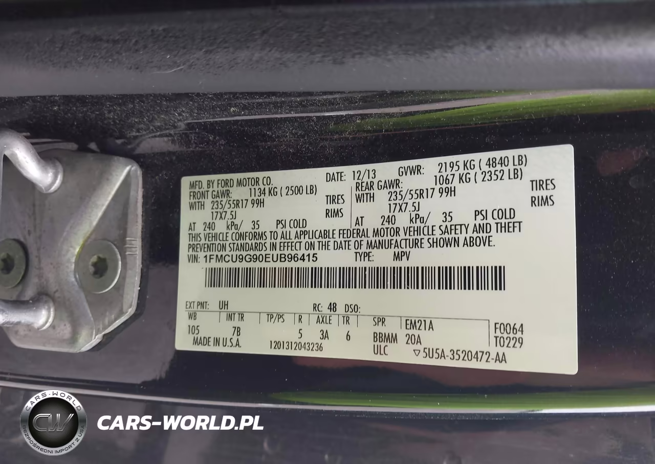 2014 Ford Escape Se VIN:1FMCU9G90EUB96415 - 9