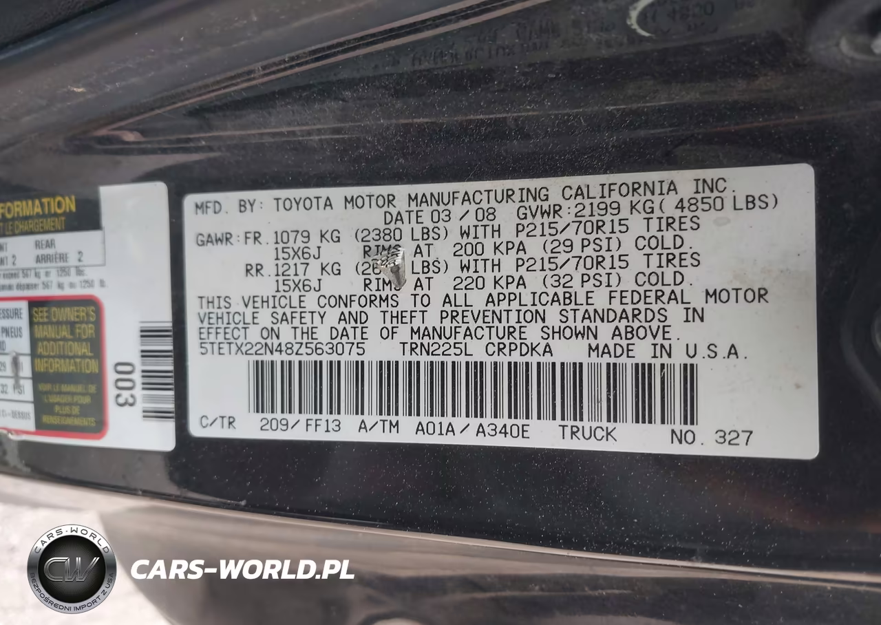 2008 Toyota Tacoma VIN:5TETX22N48Z563075 - 9