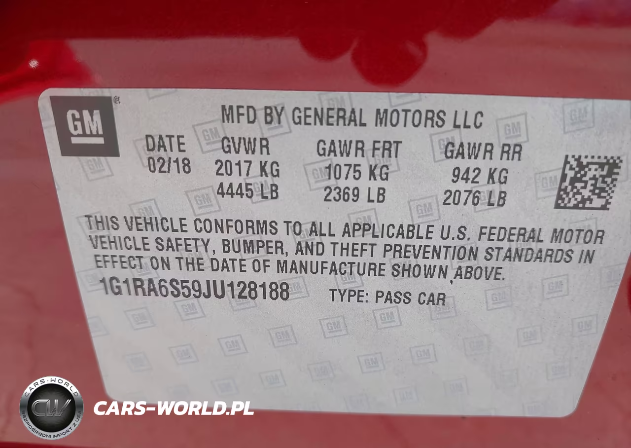 2018 Chevrolet Volt Lt VIN:1G1RA6S59JU128188 - 9
