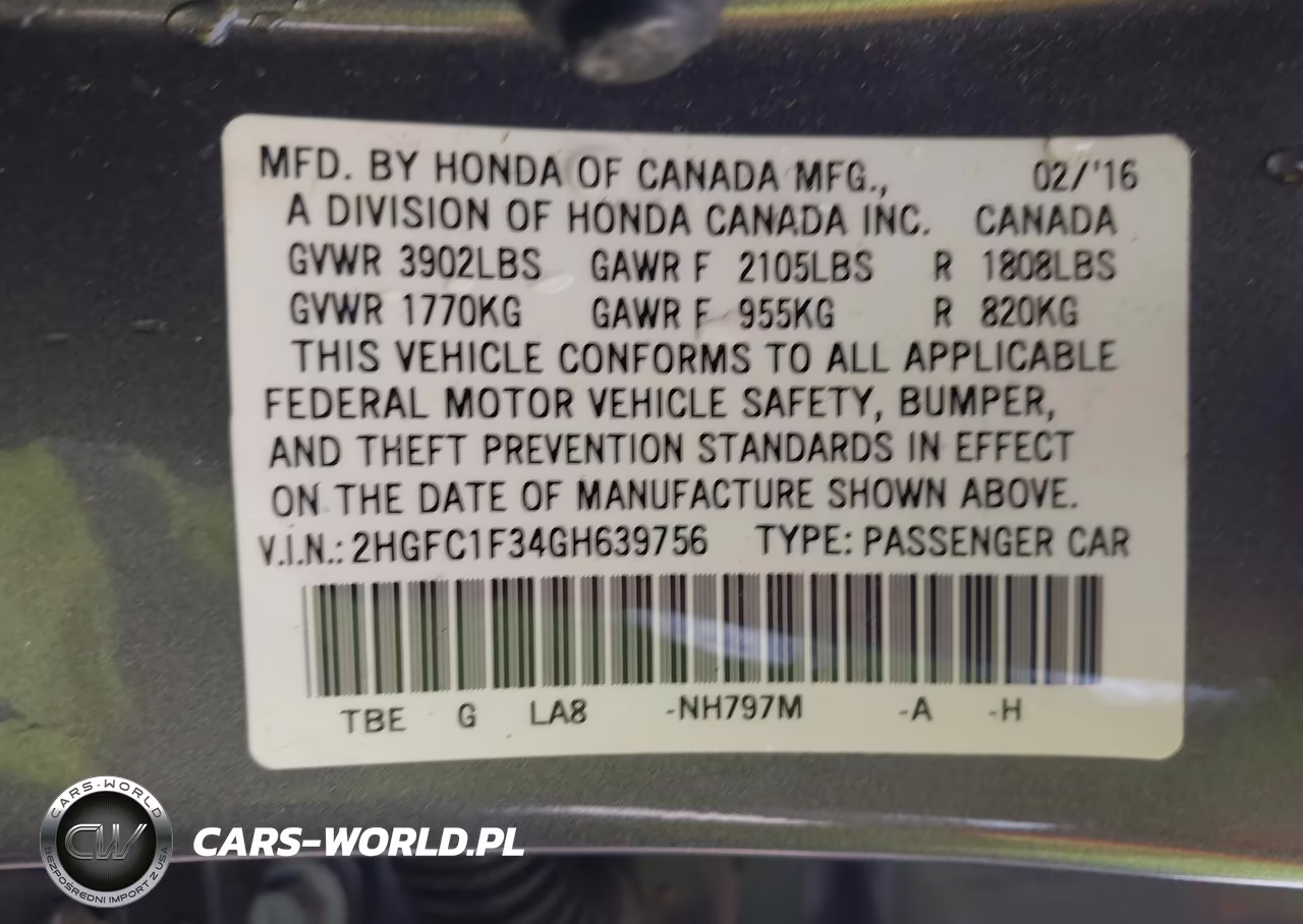 2016 Honda Civic Ex-T VIN:2HGFC1F34GH639756 - 9