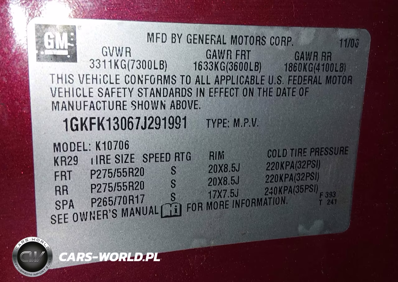 2007 GMC Yukon Slt VIN:1GKFK13067J291991 - 9