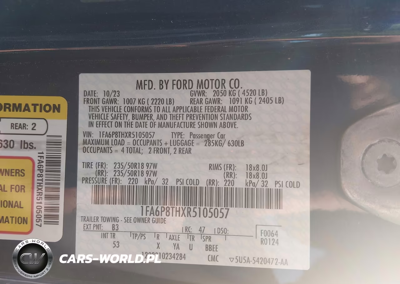 2024 Ford Mustang Ecoboost Premium Fastback VIN:1FA6P8THXR5105057 - 9