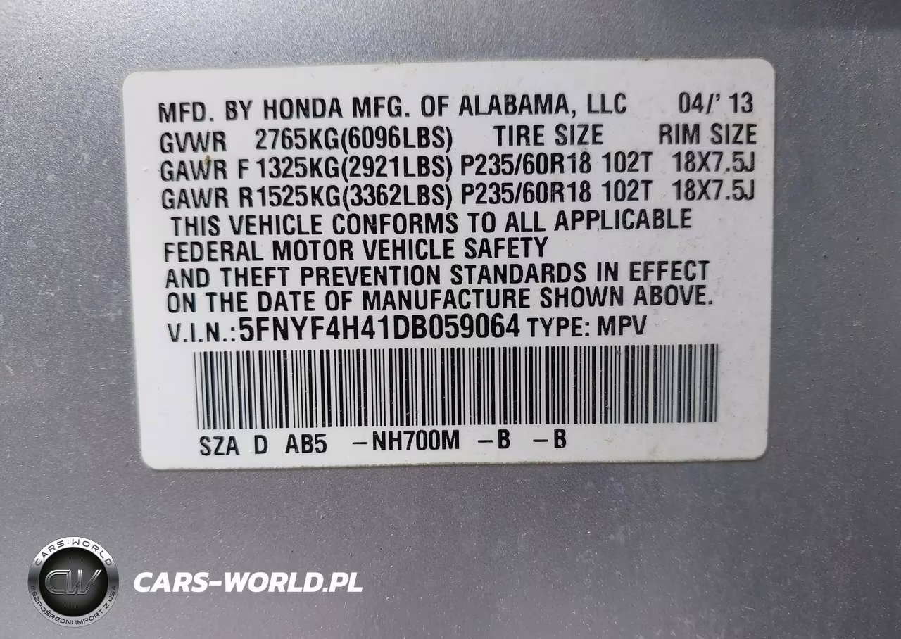 2013 Honda Pilot Ex VIN:5FNYF4H41DB059064 - 9