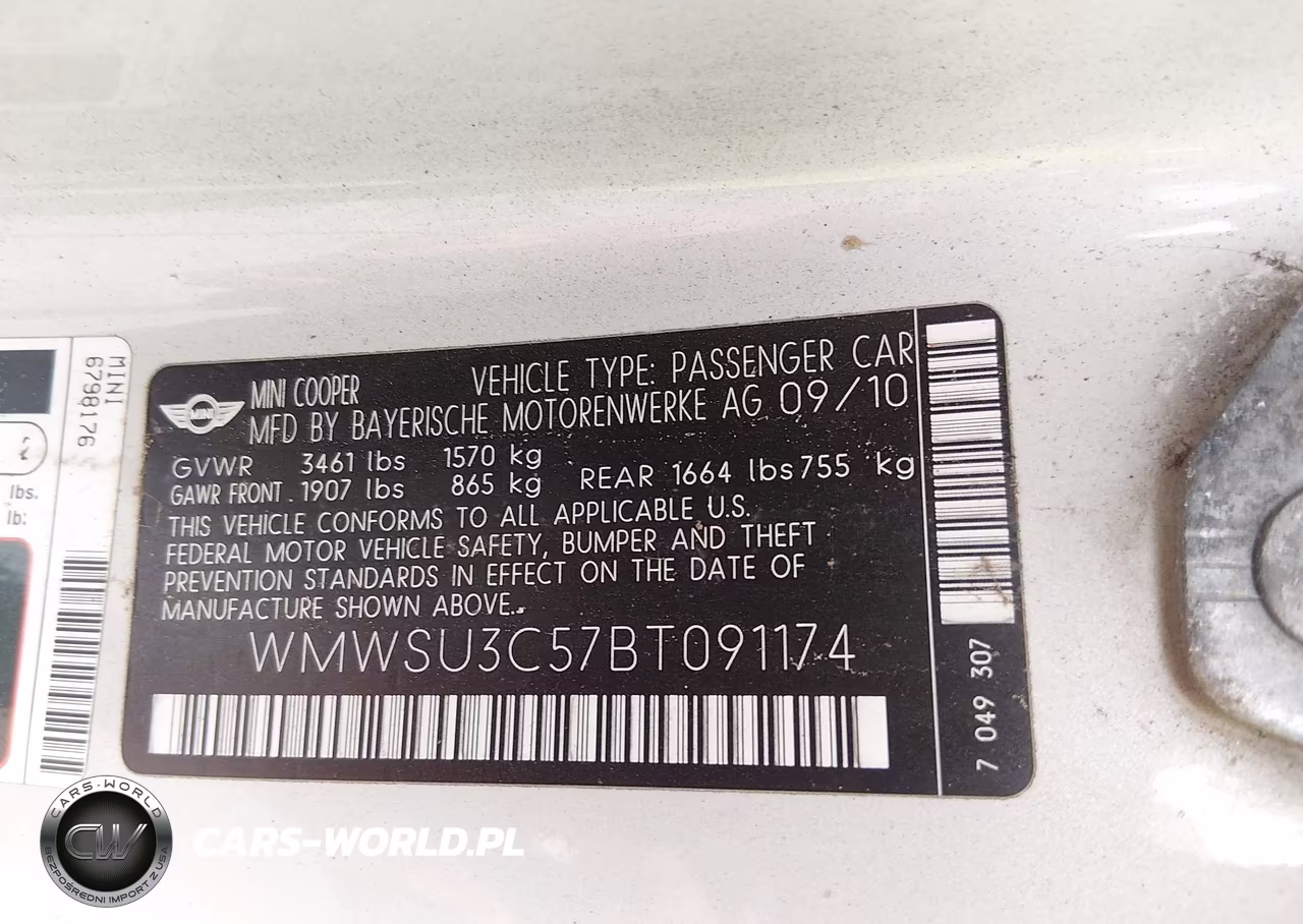 2011 Mini Cooper VIN:WMWSU3C57BT091174 - 9