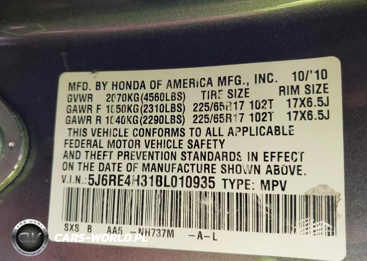 2011 Honda Cr-V Lx VIN:5J6RE4H31BL010935 - 9