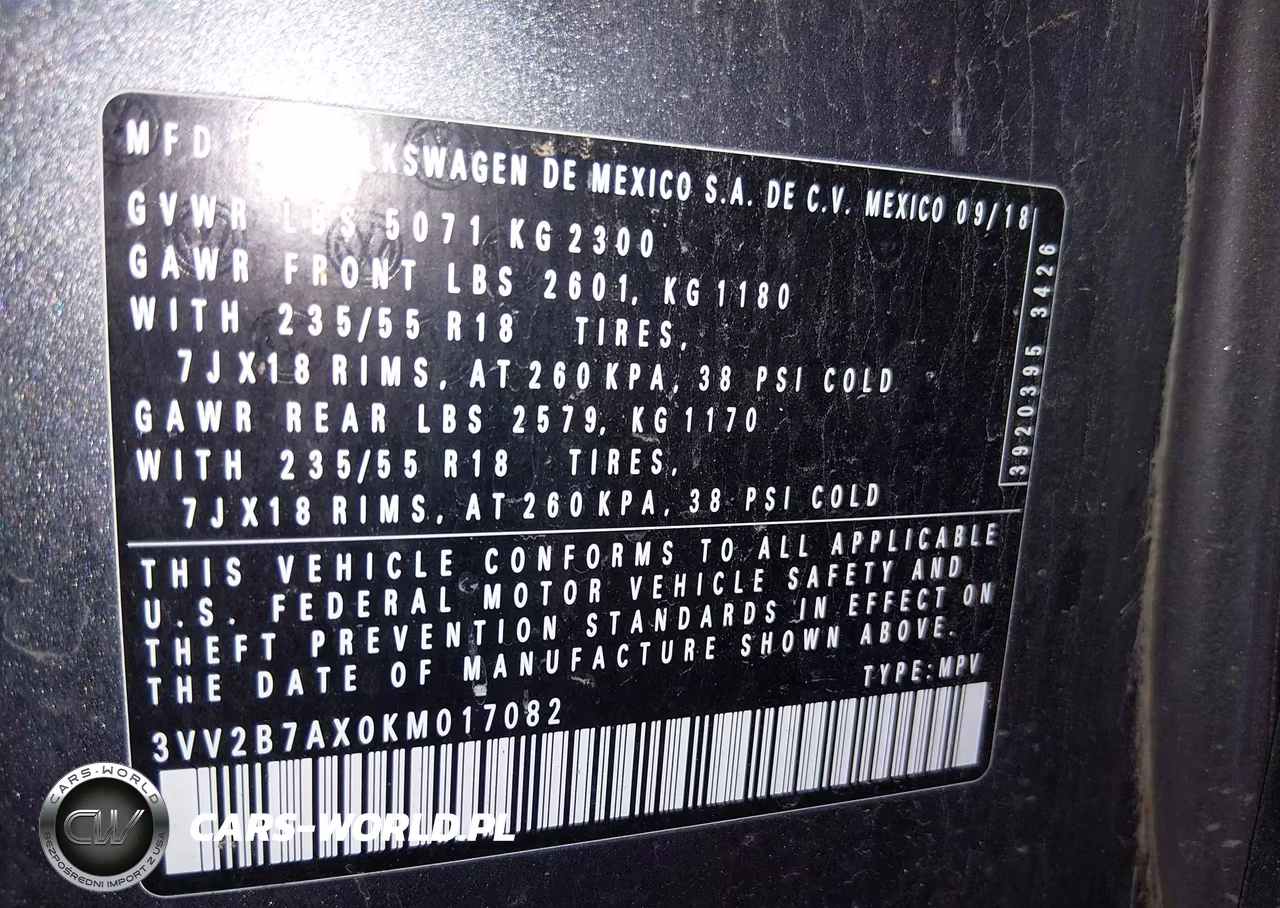 2019 Volkswagen Tiguan 2.0T Se-2.0T Sel-2.0T Sel R-Line-2.0T Sel R-Line Black VIN:3VV2B7AX0KM017082 - 9