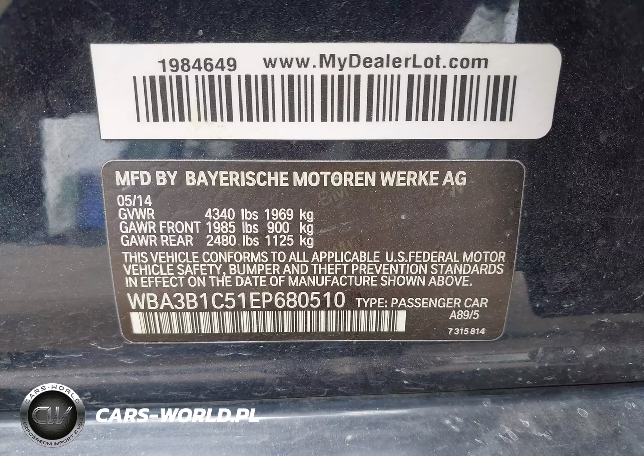 2014 BMW 320I VIN:WBA3B1C51EP680510 - 9