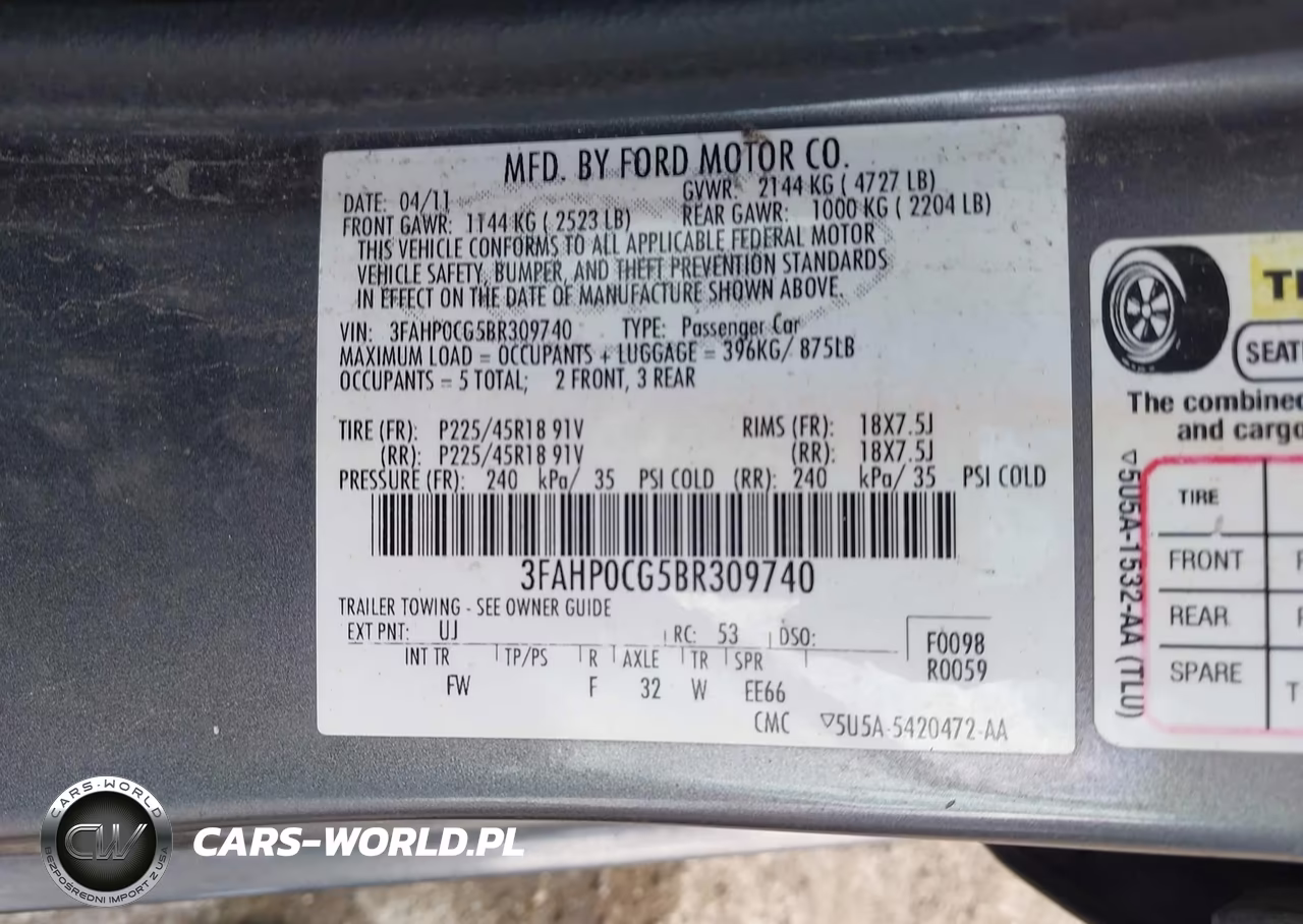 2011 Ford Fusion Sel VIN:3FAHP0CG5BR309740 - 9