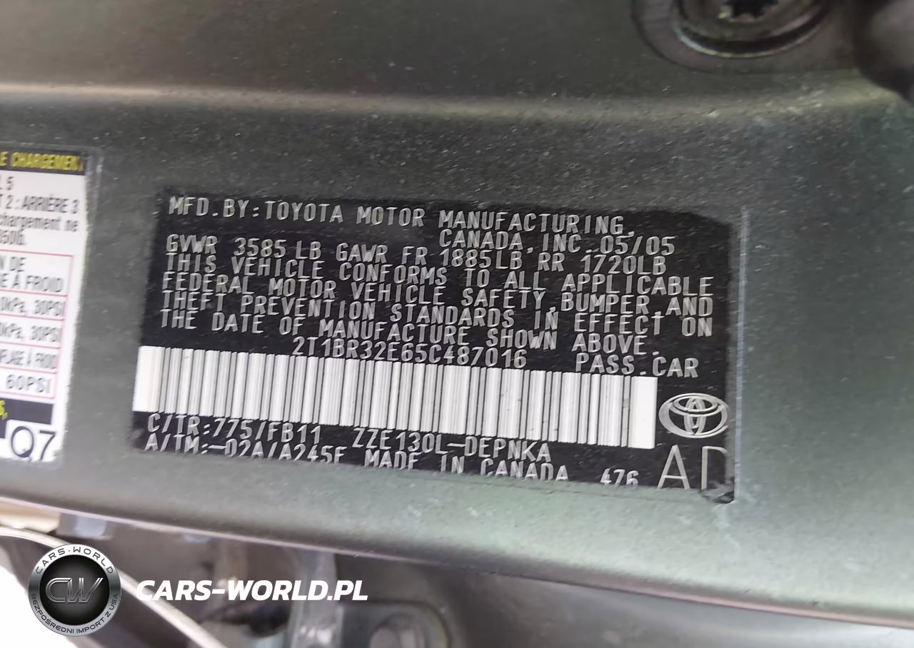 2005 Toyota Corolla Le VIN:2T1BR32E65C487016 - 9