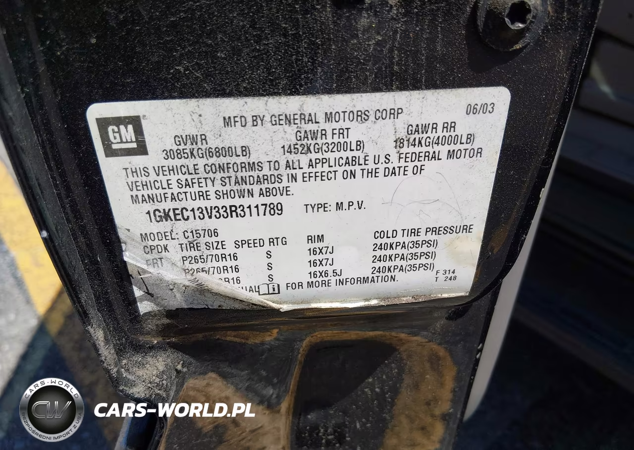 2003 GMC Yukon Sle VIN:1GKEC13V33R311789 - 9