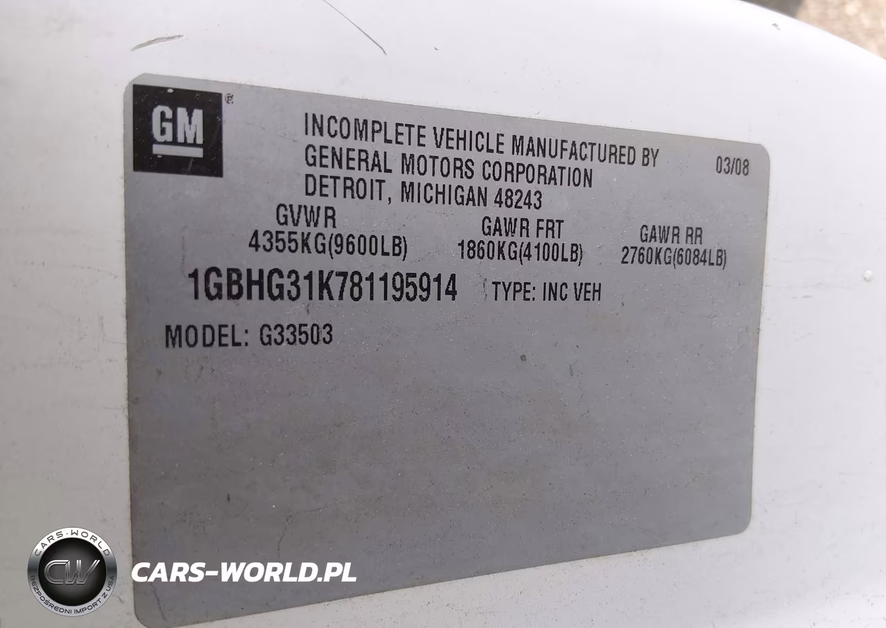 2008 Chevrolet Express Cutaway Work Van VIN:1GBHG31K781195914 - 8