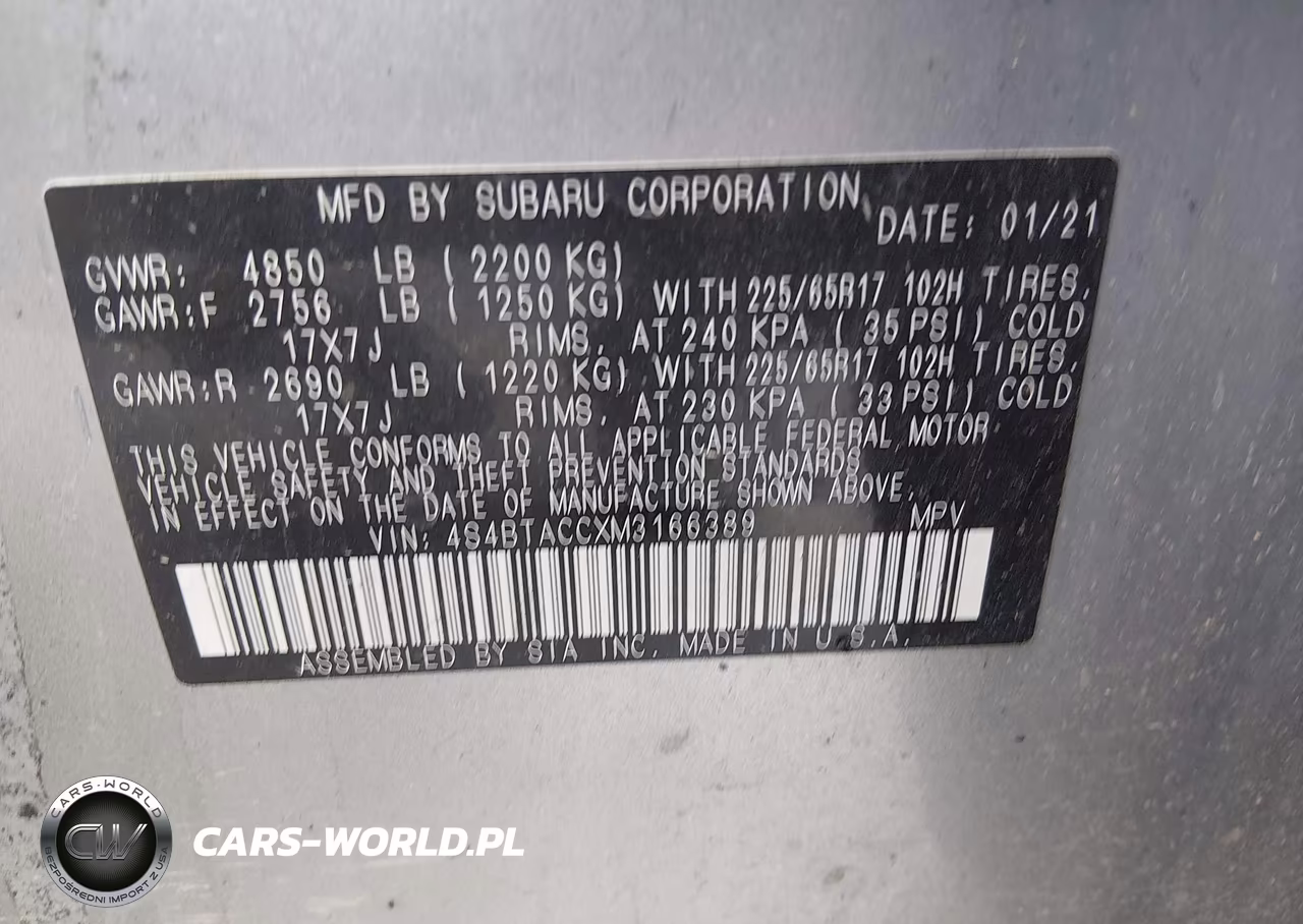 2021 Subaru Outback Premium VIN:4S4BTACCXM3166389 - 9