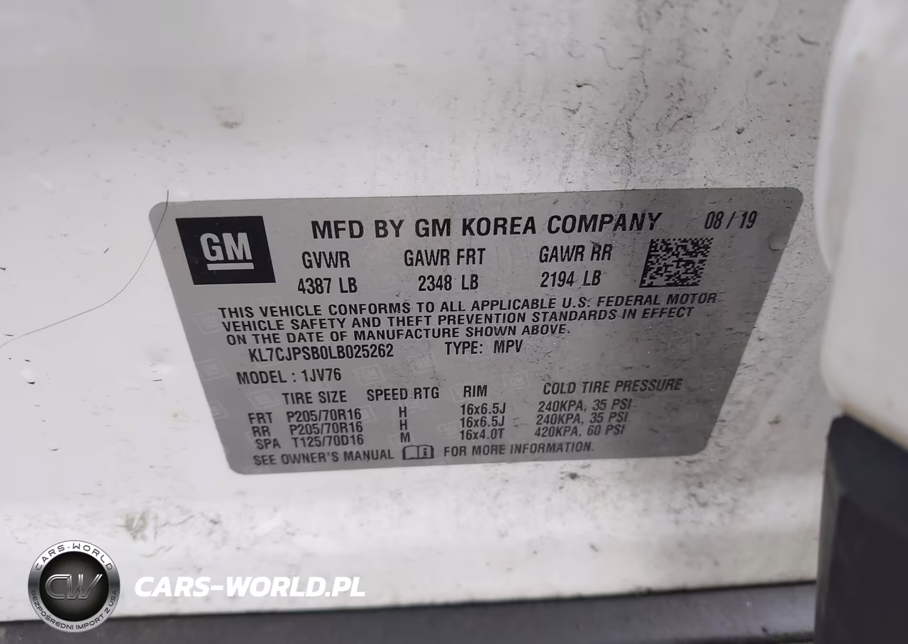 2020 Chevrolet Trax Awd Lt VIN:KL7CJPSB0LB025262 - 9