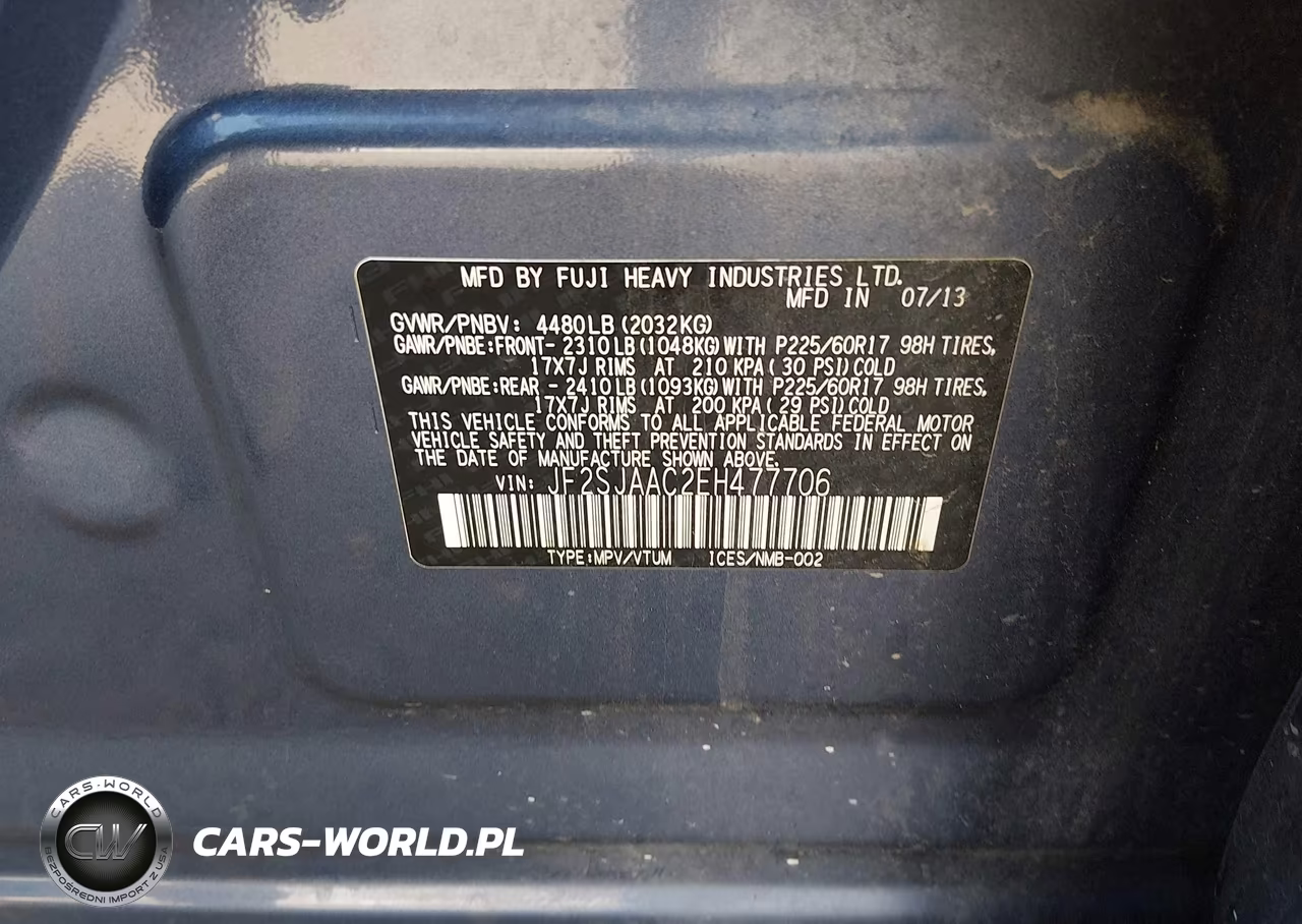 2014 Subaru Forester 2.5I VIN:JF2SJAAC2EH477706 - 9