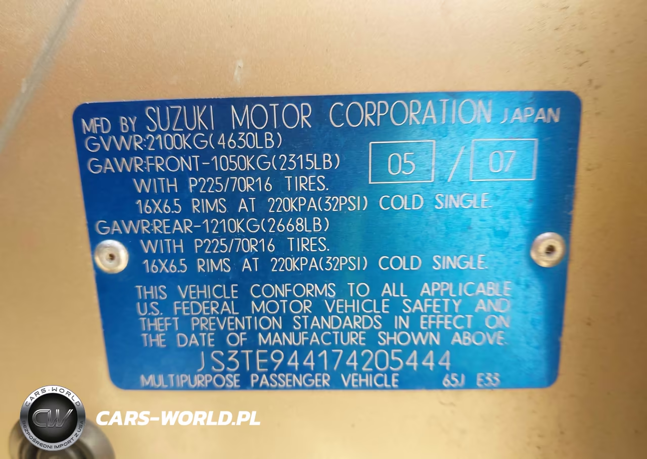 2007 Suzuki Grand Vitara Xsport VIN:JS3TE944174205444 - 9