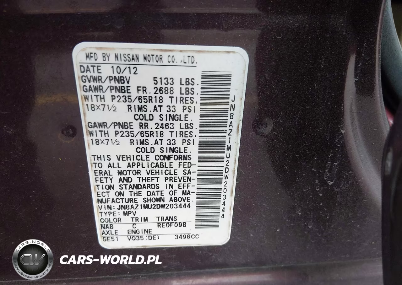 2013 Nissan Murano Sl VIN:JN8AZ1MU2DW203444 - 9